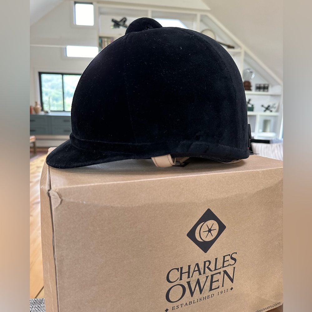 New Charles Owen Hampton Black Velvet Riding Helmet